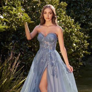 NEW LONG FORMAL SLEEVELESS STRAPLESS PROM DRESS WITH SEQUIN EMBROIDERY CD A1294